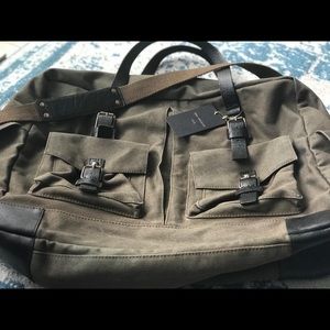 John Varvatos duffle and leather weekender gym bag